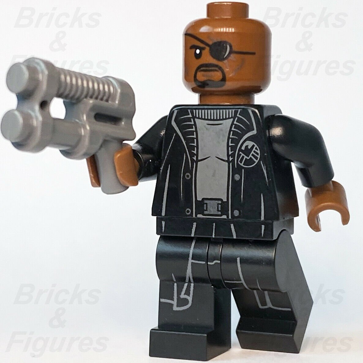 Marvel Super Heroes LEGO Nick Fury Avengers Black Coat Minifigure 76153 76130 - Bricks & Figures
