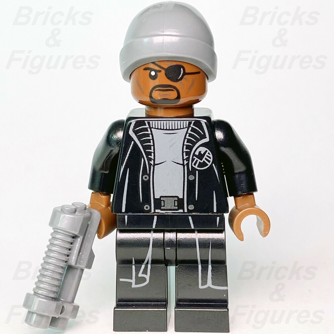 Marvel Super Heroes LEGO Nick Fury Grey Beanie Avengers Minifigure 76196 sh758 - Bricks & Figures