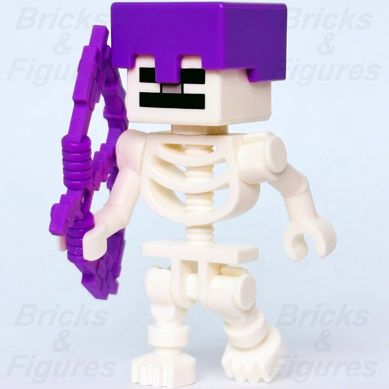 Minecraft LEGO Skeleton with Purple Helmet & Bow Minifigure 21171 21189 min065 - Bricks & Figures