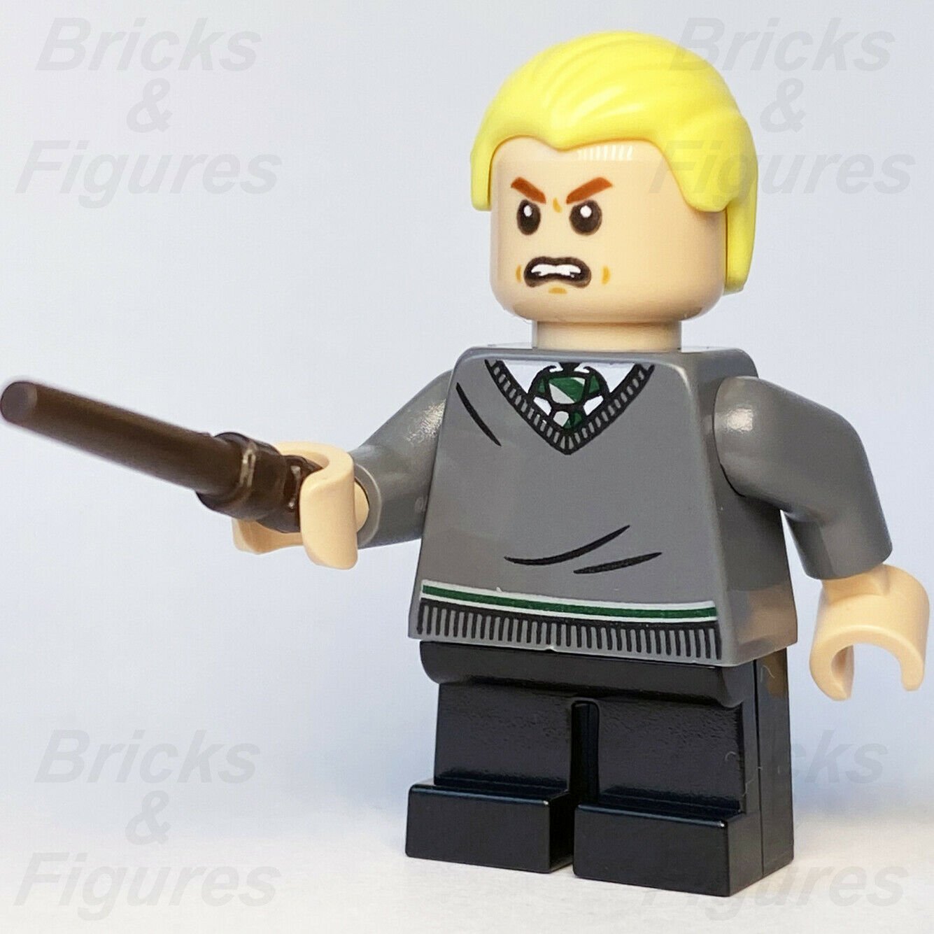 New Harry Potter LEGO Draco Malfoy in Slytherin Sweater Wizard Minifigure 75954 - Bricks & Figures