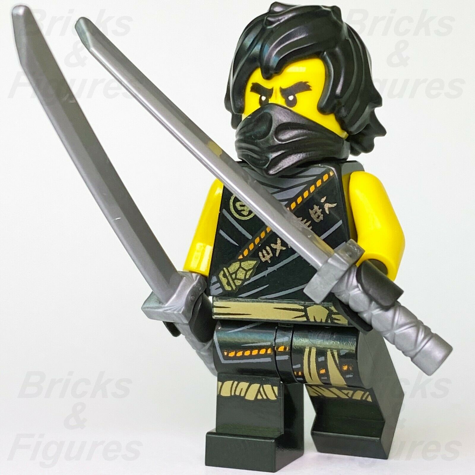 New Ninjago LEGO Cole Legacy Rebooted Black Ninja Minifigure with Swords 71669 - Bricks & Figures