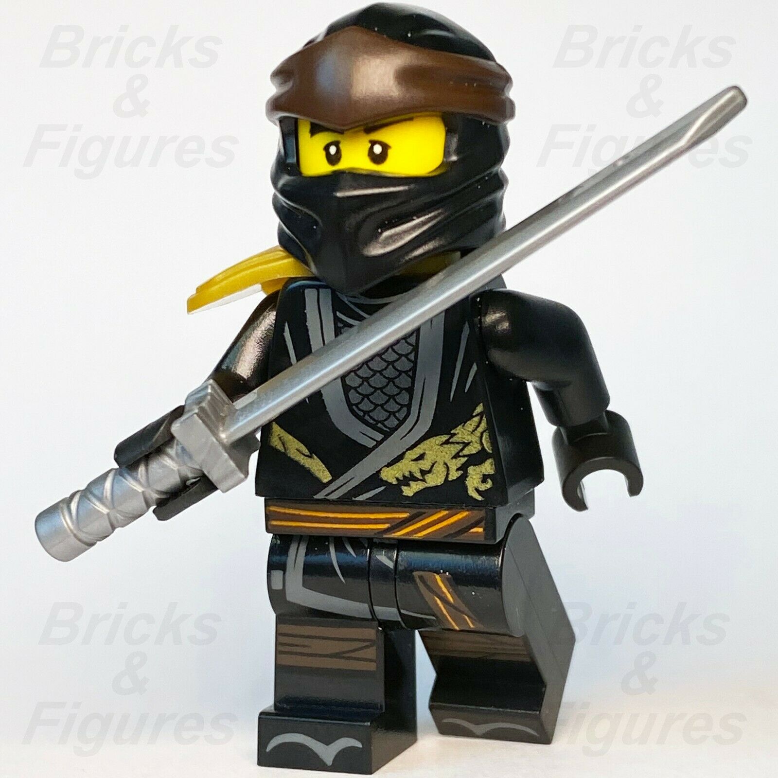 New Ninjago LEGO Cole with Sword Scabbard Legacy Black Ninja Minifigure 71705 - Bricks & Figures