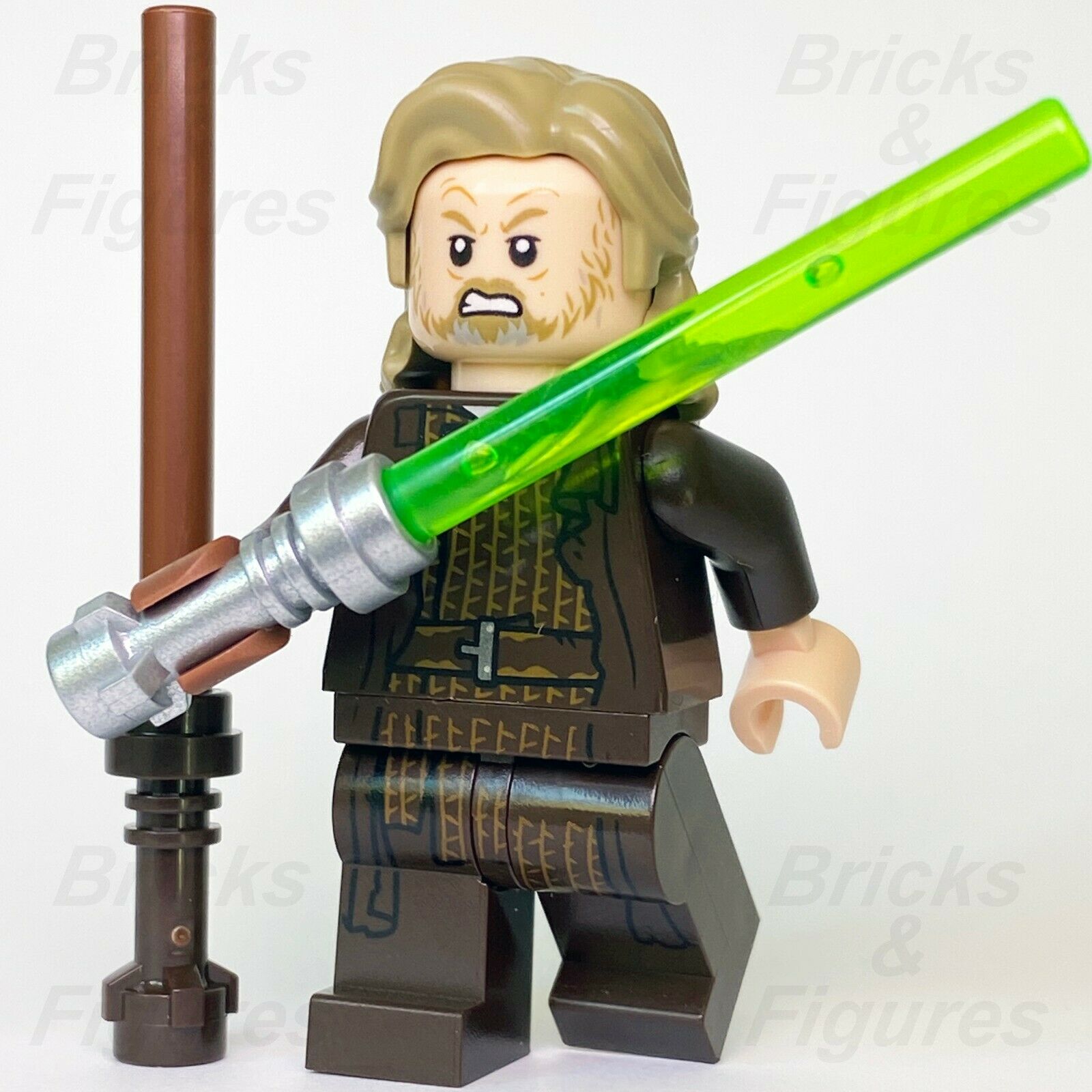 New Star Wars LEGO Luke Skywalker Old Jedi Master Dark Brown Robe Minifig 75245 - Bricks & Figures