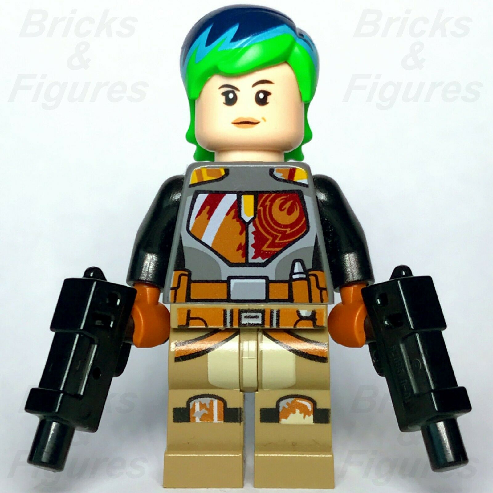 New Star Wars LEGO Sabine Wren Mandalorian Green Hair Rebels Minifigure 75150 - Bricks & Figures