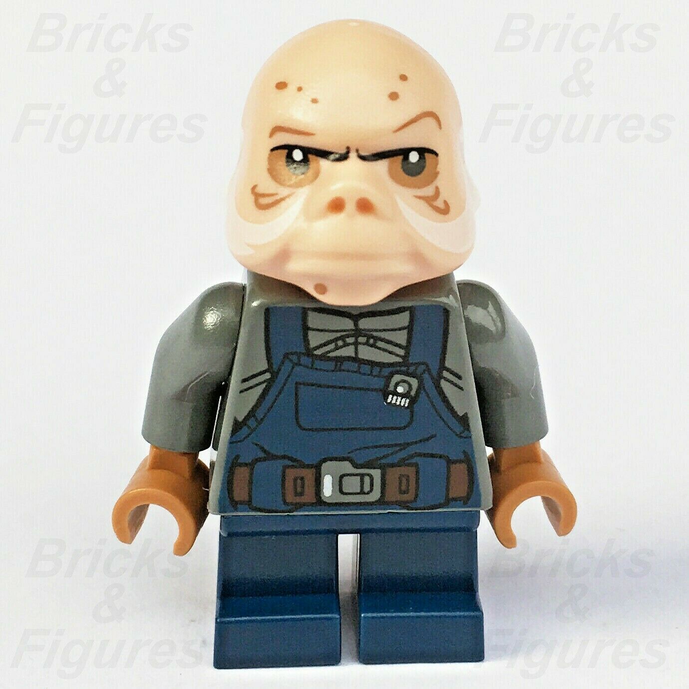 New Star Wars LEGO Ugnaught Dark Blue Overalls Worker Minifigure 75137 sw0710 - Bricks & Figures