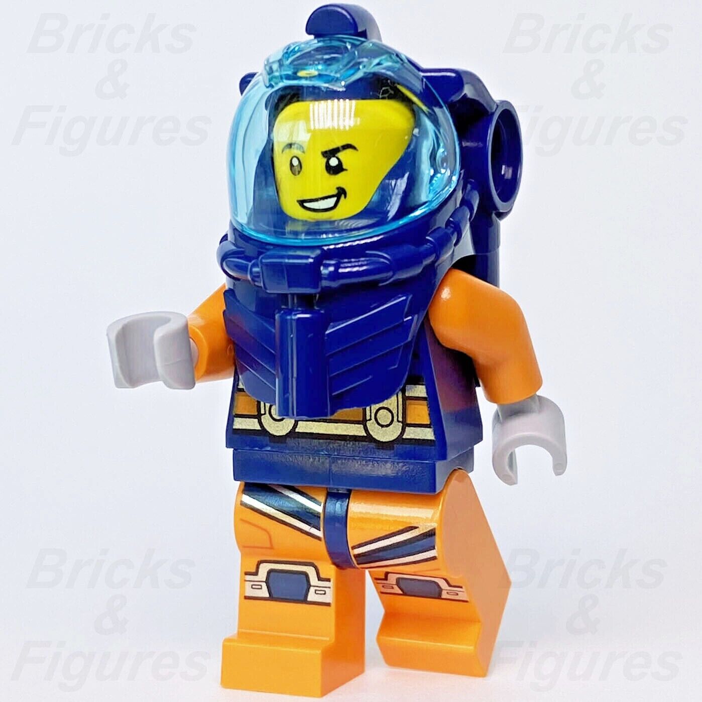 New Town City LEGO Deep Sea Diver Grin Explorers Male Minifigure 60265 cty1164 - Bricks & Figures