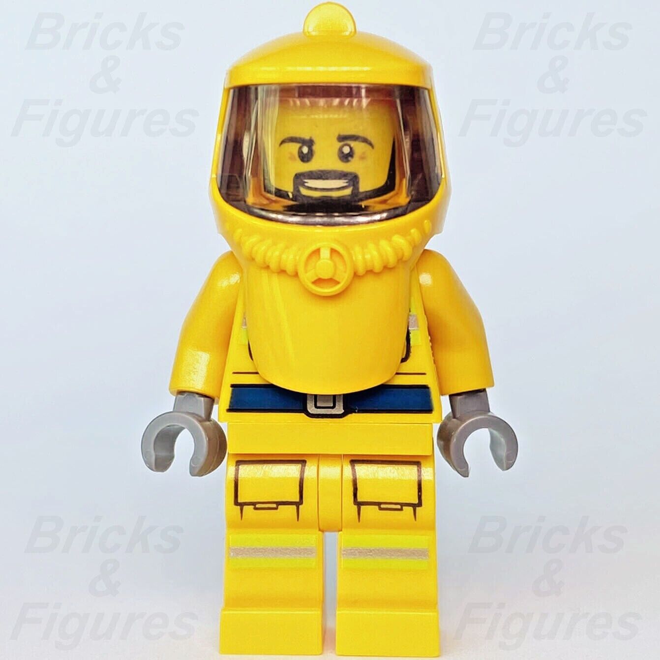 New Town City LEGO Fireman Hazard Hazmat Suit Fire Minifigure 60321 cty1360 - Bricks & Figures