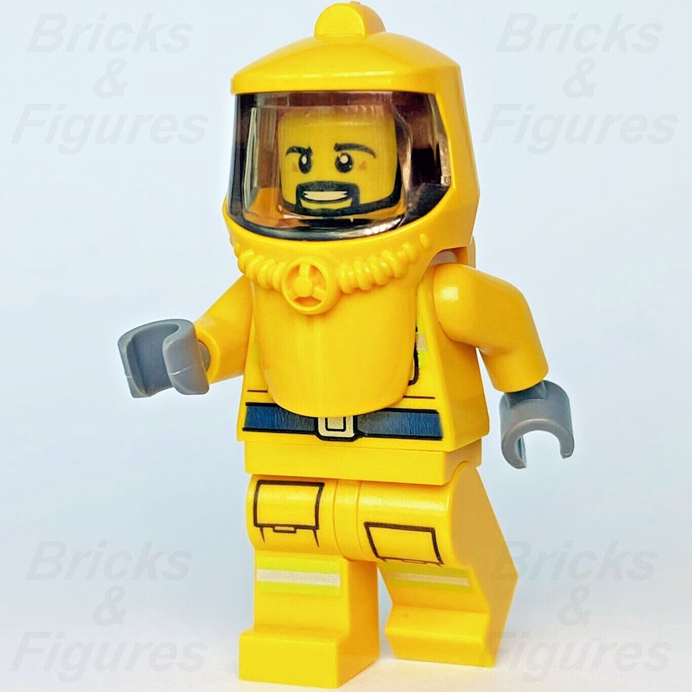 New Town City LEGO Fireman Hazard Hazmat Suit Fire Minifigure 60321 cty1360 - Bricks & Figures