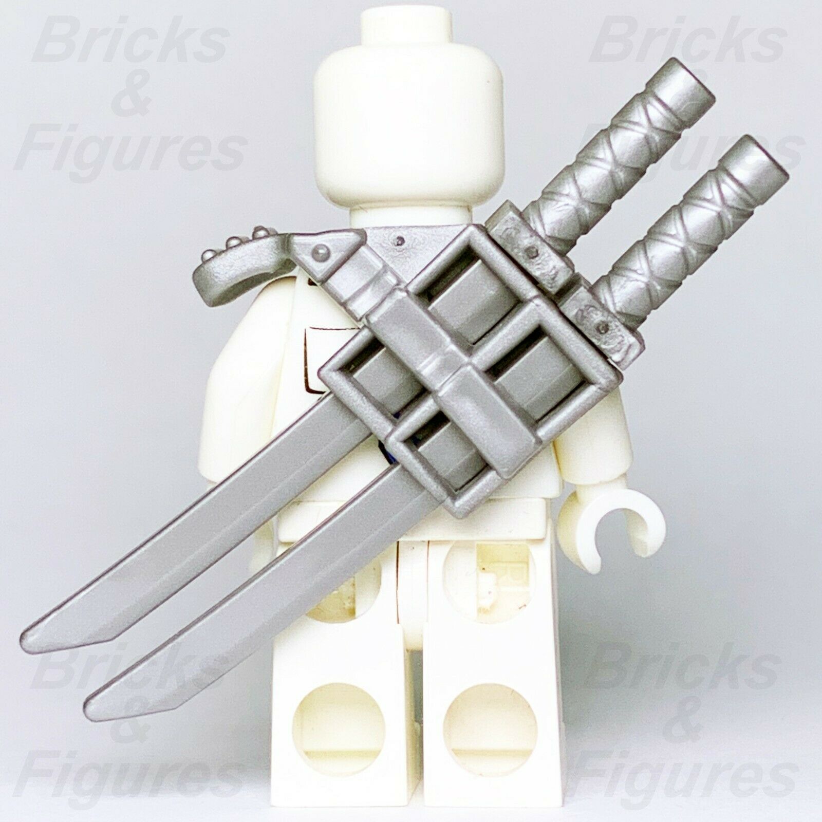 Ninjago LEGO Silver Ninja Shoulder Pad Scabbard & 2 x Flat Silver Katana Swords Part - Bricks & Figures
