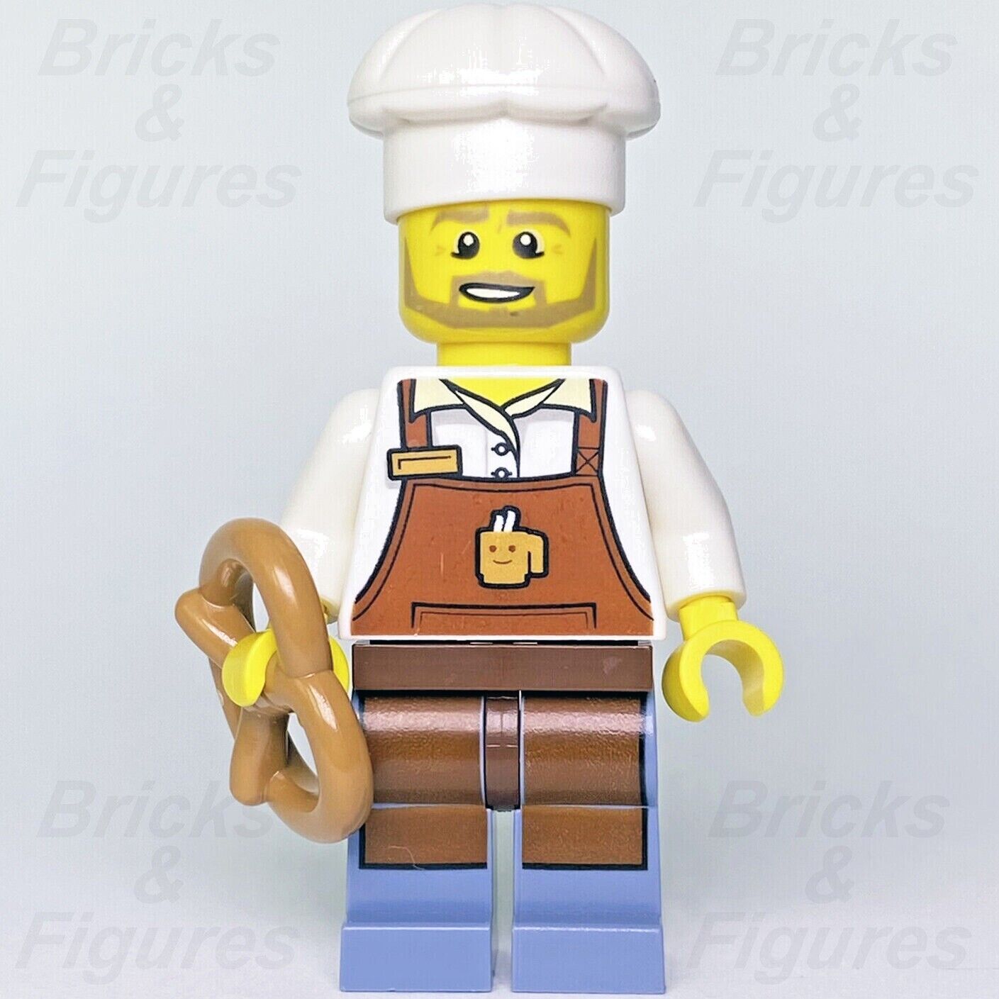 Town City LEGO Baker with Brown Apron White Chef Toque Minifigure 60306 cty1268 - Bricks & Figures