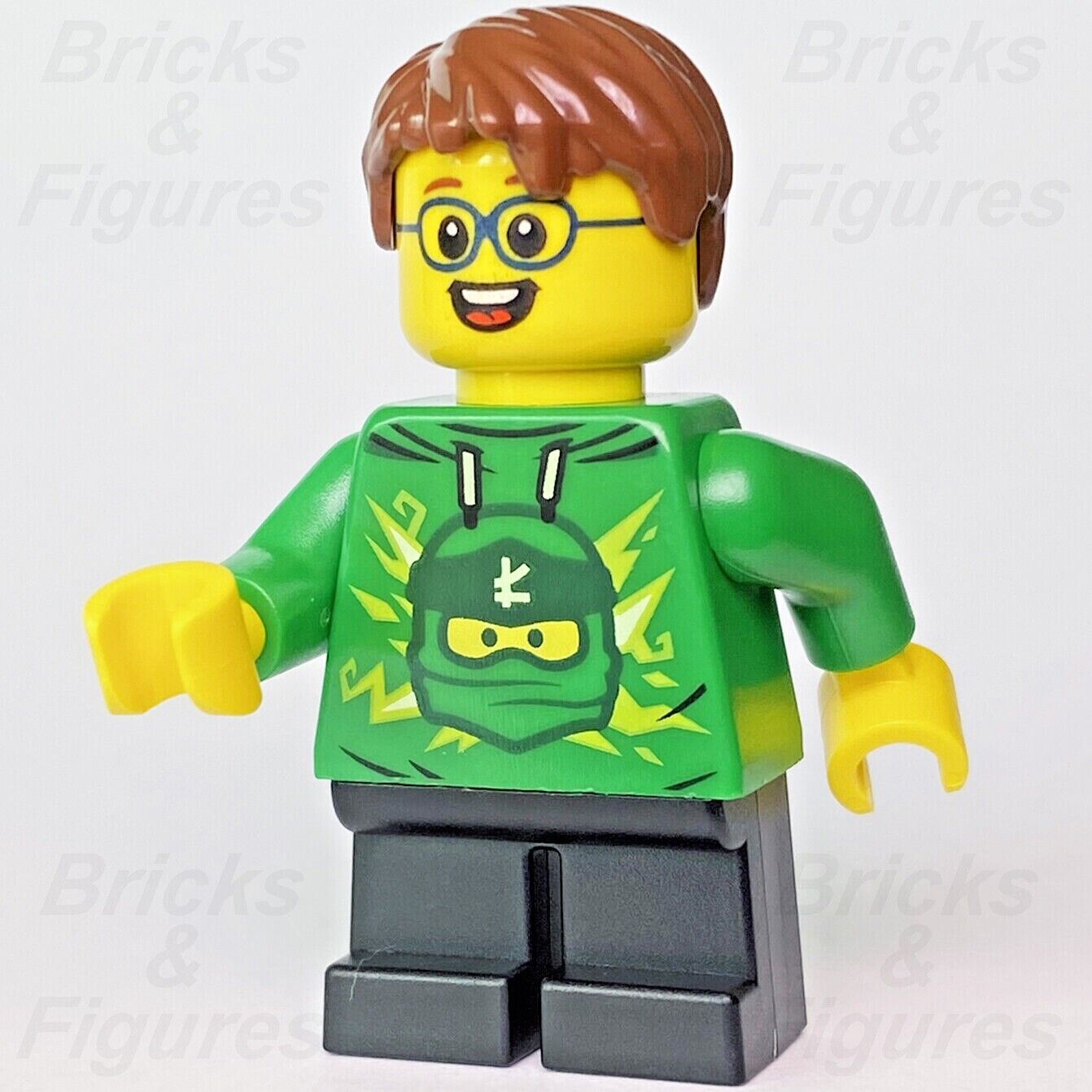 Town City LEGO Boy Green Ninja Ninjago Hoodie Building Minifigure 60291 cty1233 - Bricks & Figures